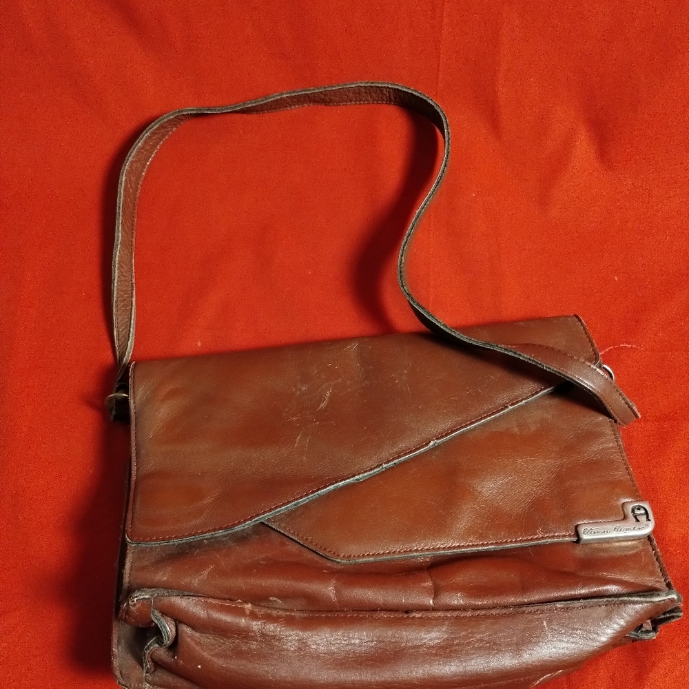 Etienne Aigner Vintage Brown Leather Purse - 8" X 11"